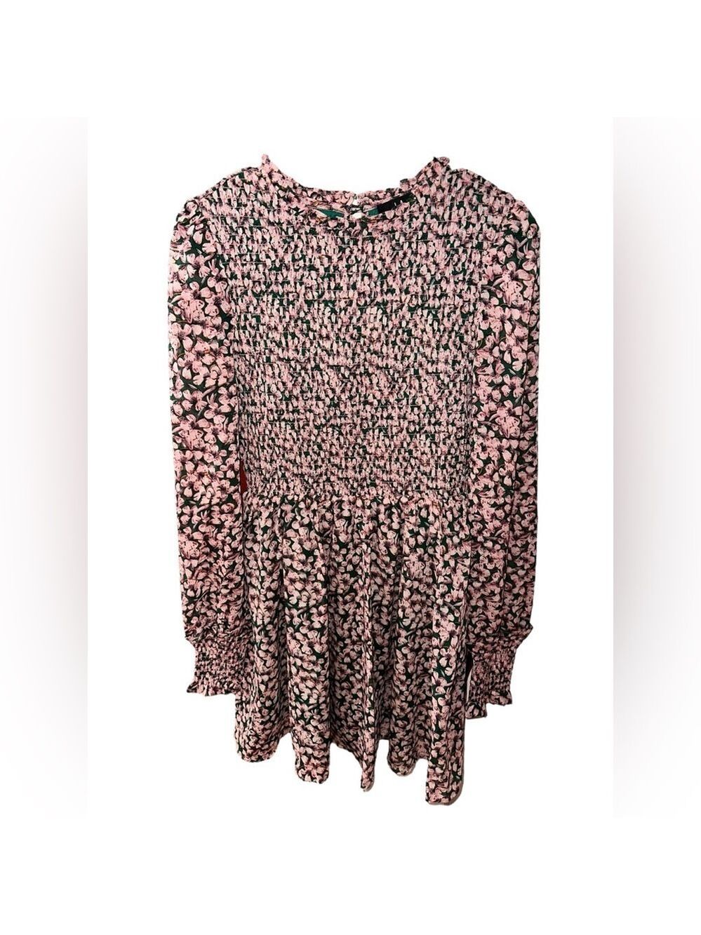 Lulus Floral Forever Green and Pink Floral Print Smocked Skater Dress NWT - Picture 7 of 15